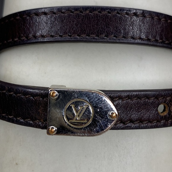 Louis Vuitton Box It Double Wrap Leather Bracelet in Brown and Silvertone (17in) - Picture 5 of 8